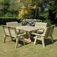 Ergo Garden Table Set - Square - 4 Benches - Redwood