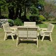Ergo Garden Table Set - Square - 4 Benches - Redwood