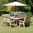 Ergo Garden Table Set - Square - 4 Benches - Redwood