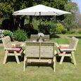 Ergo Garden Table Set - Square - 4 Benches - Redwood
