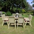 Ergo Garden Table Set - Square - 8 Chairs - Redwood