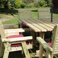 Ergo Garden Table Set - Square - 8 Chairs - Redwood