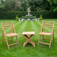 Garden Chair Set Folder Style Teak Wood Brown thumbnail