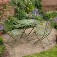 Antique Green Metal Round Garden Table with 4 Chairs thumbnail