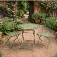 Antique Green Round Garden Table with 2 Chairs thumbnail