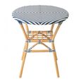 Geo Outdoor Dining Table - 70cm - 2 Seater - Round - Blue and White - Rattan and Bamboo Wood
