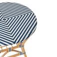 Geo Outdoor Dining Table - 70cm - 2 Seater - Round - Blue and White - Rattan and Bamboo Wood