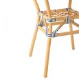 Geo Outdoor Dining Table - 70cm - 2 Seater - Round - Blue and White - Rattan and Bamboo Wood
