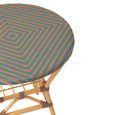 Geo Outdoor Dining Table - 70cm - 2 Seater - Round - Orange and Turquoise - Rattan and Bamboo Wood