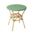 Geo Outdoor Dining Table - 70cm - 2 Seater - Round - Yellow and Azure Blue - Rattan and Bamboo Wood