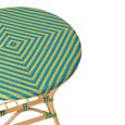 Geo Outdoor Dining Table - 70cm - 2 Seater - Round - Yellow and Azure Blue - Rattan and Bamboo Wood