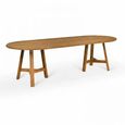 Hawthorne Outdoor Oval Dining Table Natural Teak Wood