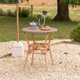 Geo Outdoor Dining Table - 70cm - 2 Seater - Round - Orange and Turquoise - Rattan and Bamboo Wood