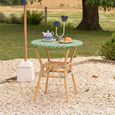 Geo Outdoor Dining Table - 70cm - 2 Seater - Round - Yellow and Azure Blue - Rattan and Bamboo Wood
