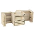 Artificial Jewellery Case - with Handle - Beige - Leather and Wood