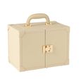 Artificial Jewellery Case - with Handle - Beige - Leather and Wood