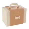 Artificial Jewellery Case - with Handle - Beige - Leather and Wood