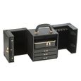 Artificial Jewellery Case - with Handle - Black - Leather and Wood