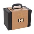 Artificial Jewellery Case - with Handle - Black - Leather and Wood