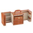 Artificial Jewellery Case - with Handle - Cognac - Leather and Wood
