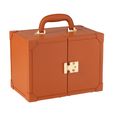 Artificial Jewellery Case - with Handle - Cognac - Leather and Wood