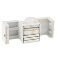 Artificial Jewellery Case - with Handle - White - Leather and Wood