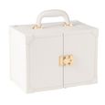 Artificial Jewellery Case - with Handle - White - Leather and Wood
