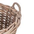 Basket - Set of 2 - Round - on Wheels - Natural - Rattan and Bamboo Wood