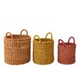 Basket - Set of 3 - Round - Multi Colored - Raffia
