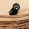 Flowerpot Storage Basket - Set of 2 - Round - On Wheels - Rust Brown and Natural - Wicker and Bamboo Wood