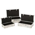Shiny Storage Box - Set of 3 - Silver - Wood