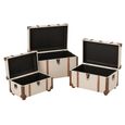 Storage Trunk - Set of 3 - Ecru and Brown - Wood