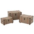 Storage Trunk - Set of 3 - Olive and Brown - Wood