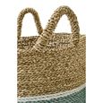 Striped Basket - Set of 3 - Round - Natural and Turquoise Blue - Seagrass
