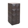 Claremont Dark Wood Geometric Pillar with Travertine Top