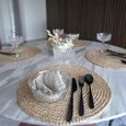 Set of 4 Bombay Jute Braided Round Placemat Natural Decor thumbnail