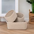 Set of 3 Mora Basket Beige Fabric Decor thumbnail