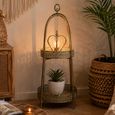 Set of 2 Moroccan Style Yellow Shelves 2 Tier Metal Decor thumbnail