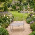 Garden Bench Arch Style Antique Grey Metal thumbnail