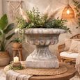 Garden Urn Pedestal Plant Grey Metal Decor thumbnail