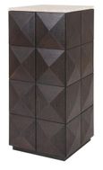 Claremont Dark Wood Geometric Pillar with Travertine Top