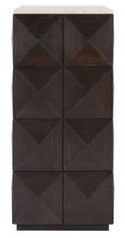 Claremont Dark Wood Geometric Pillar with Travertine Top