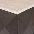 Claremont Dark Wood Geometric Pillar with Travertine Top
