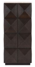 Claremont Dark Wood Geometric Pillar with Travertine Top