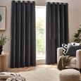 Clearance - Yard Heavy Charcoal Chenille Room Darkening Eyelet Curtains - FSS16187