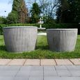 Garden Tub - Set of 2 - Grey Metal - Small - Ribbed