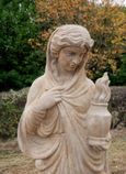 Statue - Hand Carved Stone Lady - with Garden Urn
