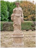 Statue - Hand Carved Stone Lady - with Grapes