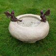 Bird Bath - Off White - with Fairies - Metal