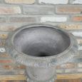 Garden Urn - Pedestal - Plant - Grey Metal - Tall